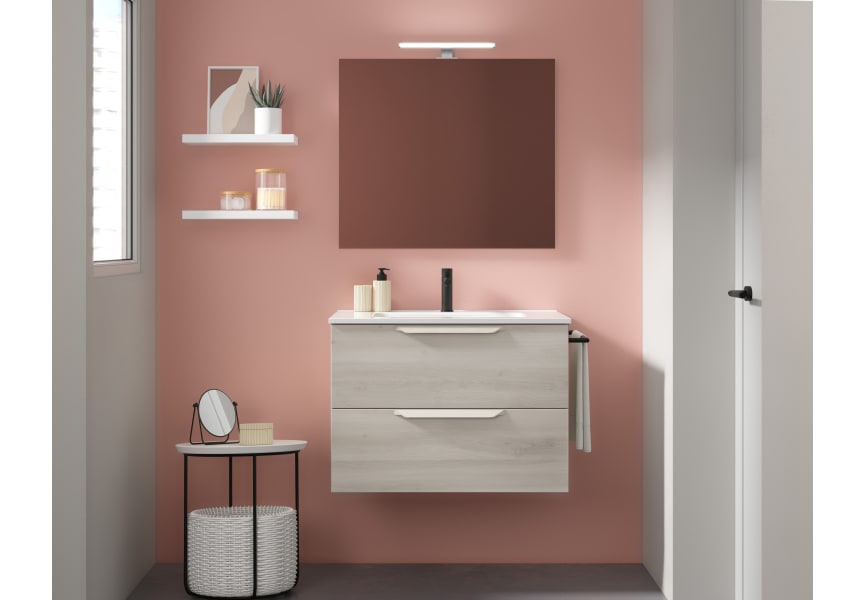 Mueble de baño URBAN 60 blanco brillo + lavabo de porcelana by