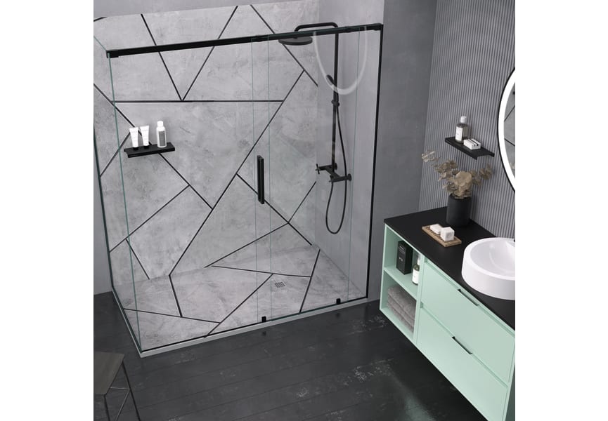 Platos de ducha de resina decorados Design 3D Cemento Bruntec ambiente 3