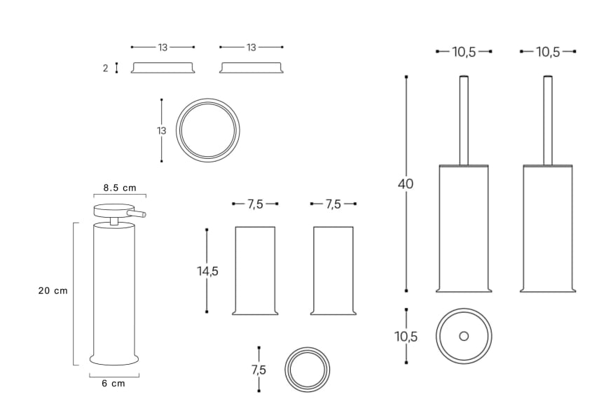 Conjunto de accesorios de baño Geyser Cosmic croquis 5