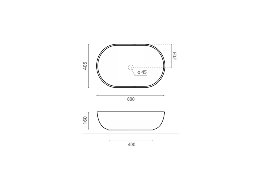 Lavabo sobre encimera Livorno Bathco croquis 4