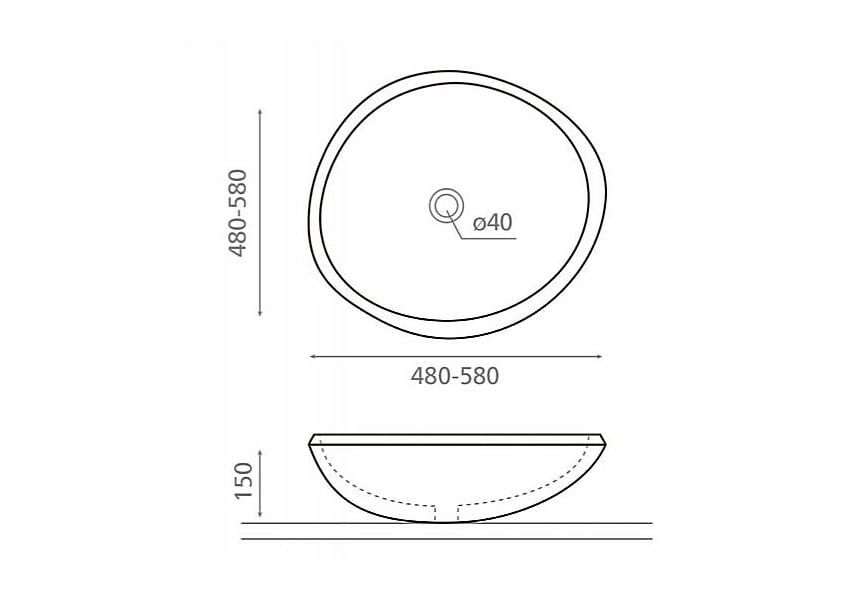 Lavabo sobre encimera Rio Bathco Croquis 3