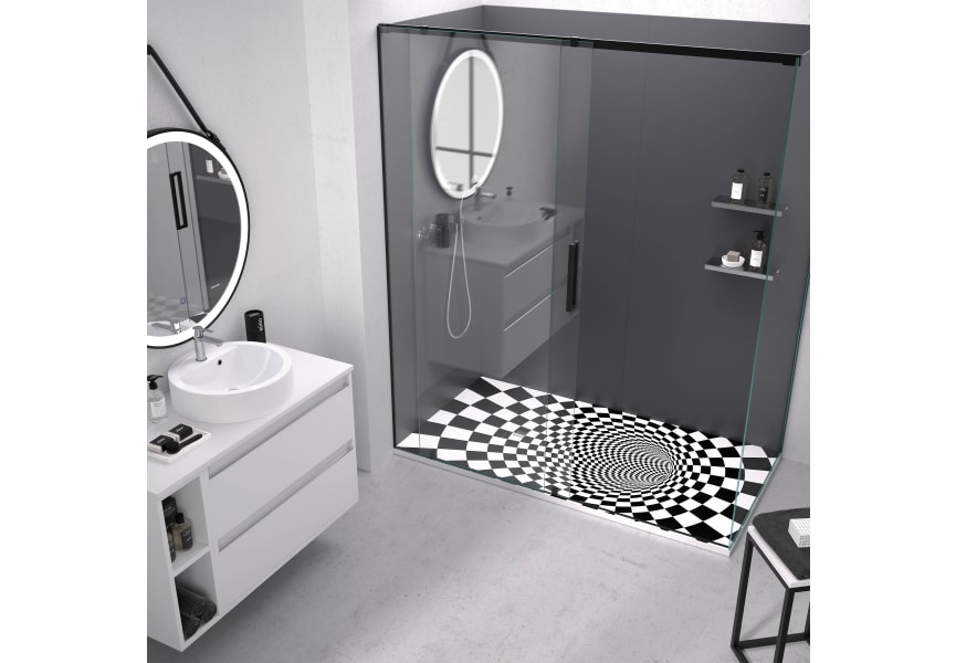 Platos de ducha de resina decorados Design 3D Geométricos Bruntec ambiente 3