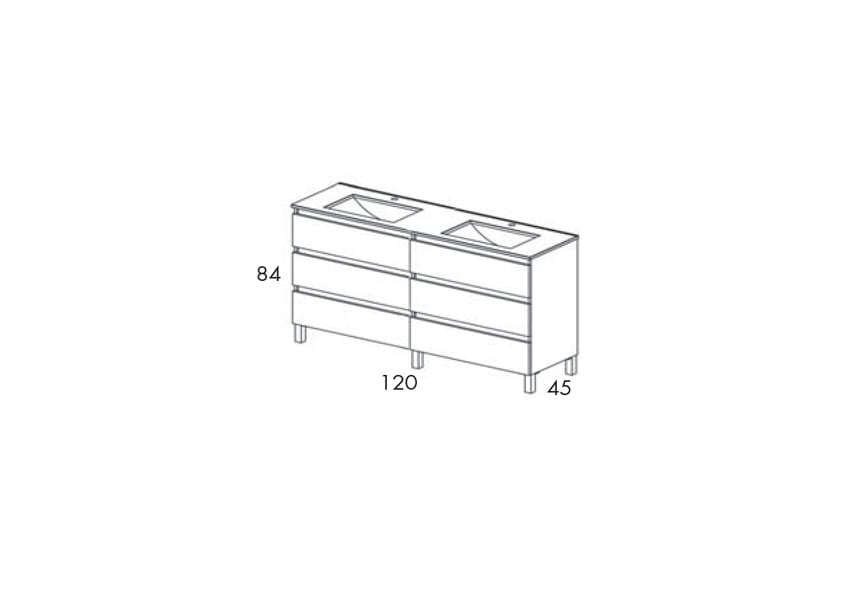 Conjunto mueble de baño Box Viso Bath croquis 9