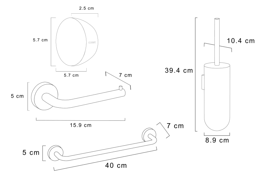 Conjunto de accesorios de baño Geyser Cosmic croquis 5