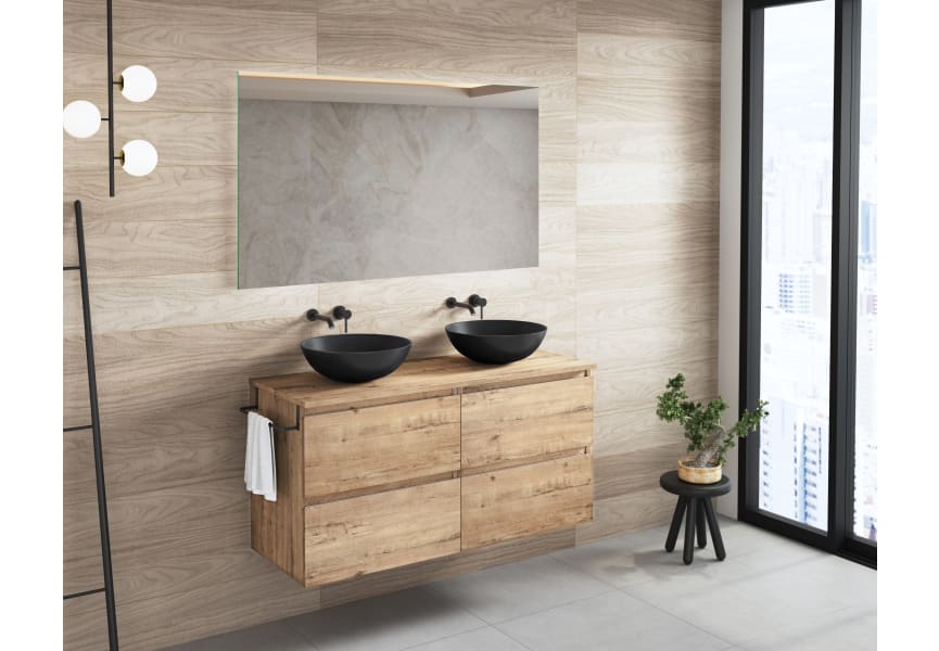 Mueble de baño Roma 140 cm 4 cajones con tapa de madera Bruntec