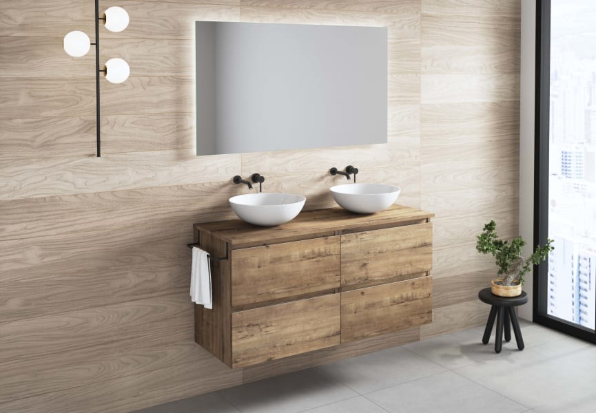 Mueble de baño con encimera de madera Roma Bruntec principal 5