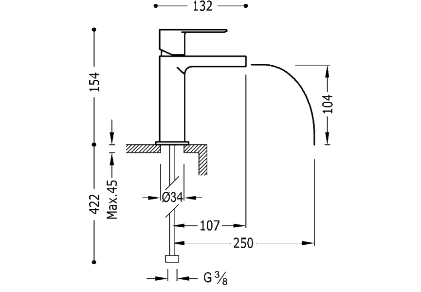 Grifo de lavabo Loft Tres croquis 1