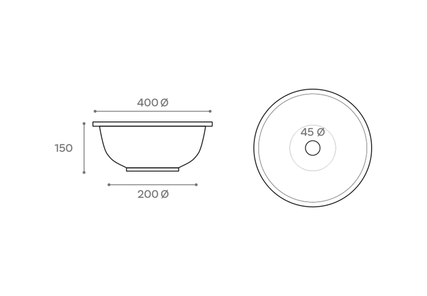 Lavabo sobre encimera Ancora ArtandBath croquis 2
