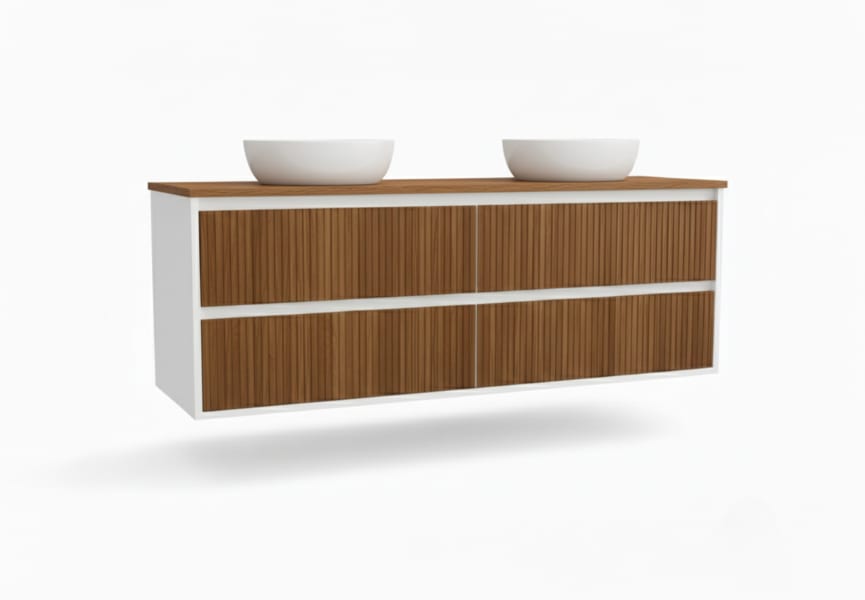 Mueble de baño madera maciza con encimera de madera Alpes 18 Bruntec principal 3