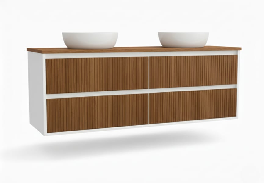 Mueble de baño madera maciza con encimera de madera Alpes 18 Bruntec detalle 7