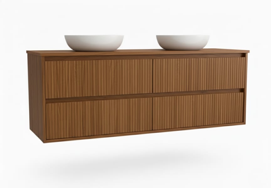 Mueble de baño madera maciza con encimera de madera Alpes 18 Bruntec detalle 8