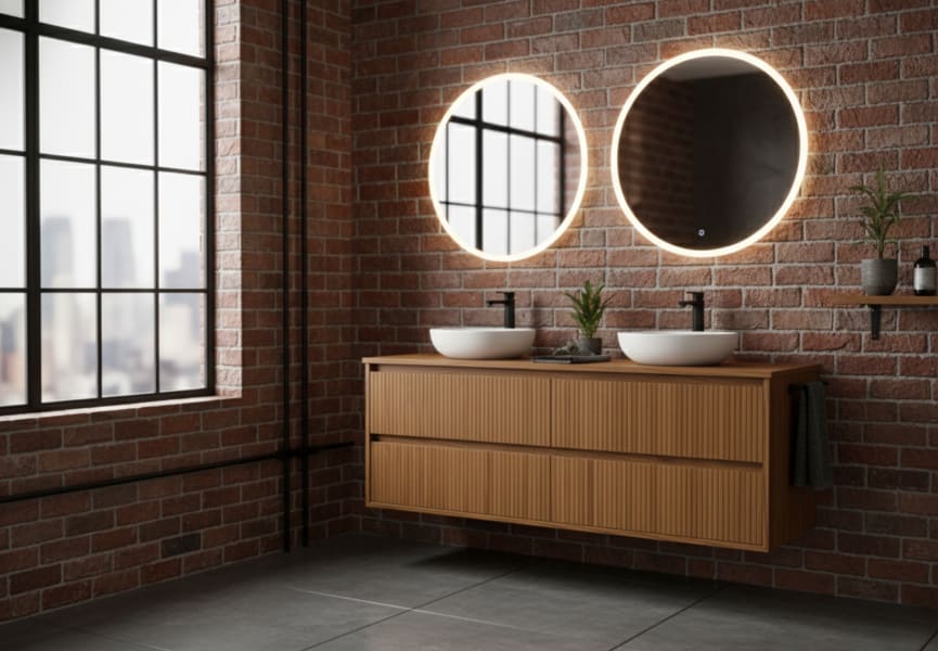 Mueble de baño madera maciza con encimera de madera Alpes 18 Bruntec principal 5