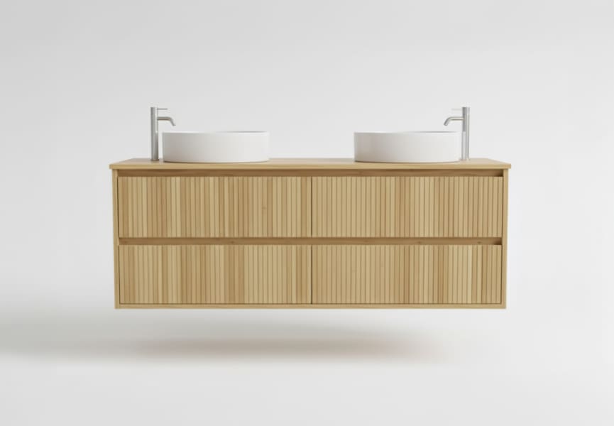 Mueble de baño madera maciza con encimera de madera Alpes 18 Bruntec principal 1