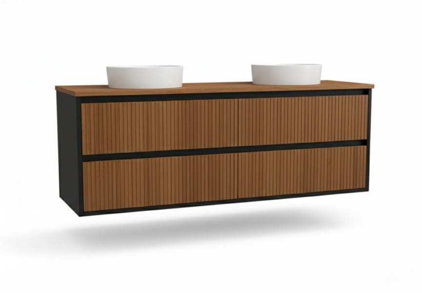 Mueble de baño madera maciza con encimera de madera Alpes 18 Bruntec detalle 6