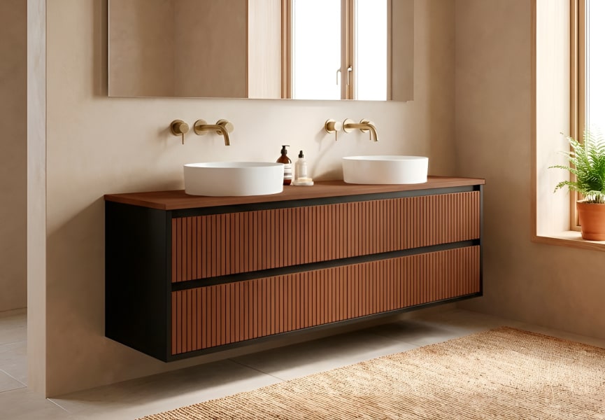 Mueble de baño madera maciza con encimera de madera Alpes 18 Bruntec principal 0
