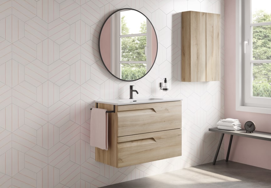 Conjunto mueble de baño fondo reducido 39 cm Vitale Royo ambiente 11