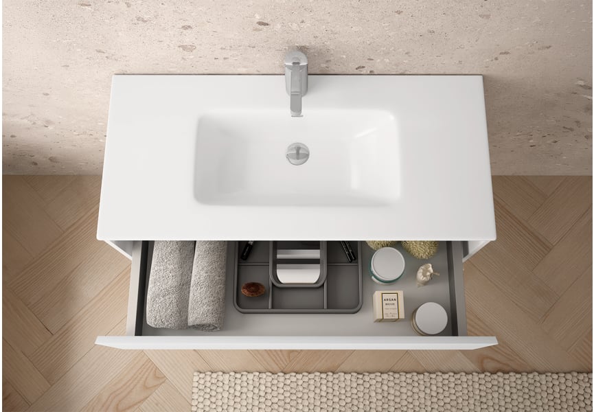 Mueble de baño MDF lacado fondo reducido 37.8 cm Vilma Bruntec detalle 5