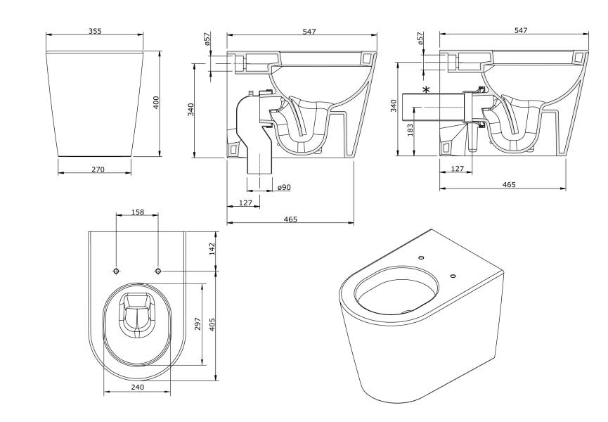 Pack inodoro + cisterna empotrada Urb.y Plus Unisan Sanindusa croquis 8