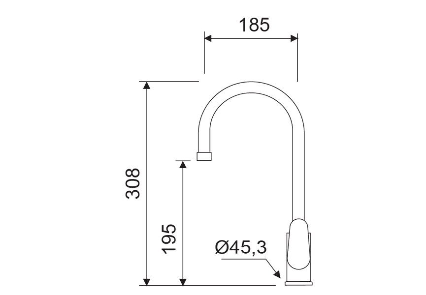 Grifo de cocina Taimir Lluvibath croquis 1