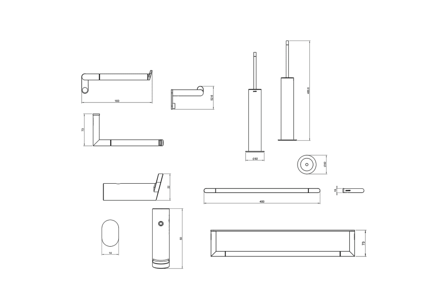 Conjunto de accesorios de baño Micra Cosmic croquis 6