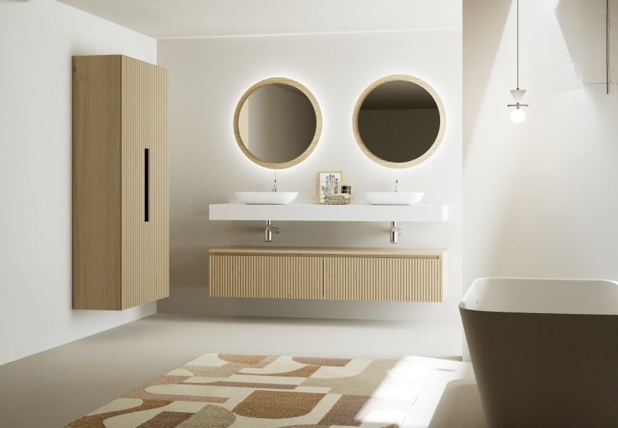 Mueble de baño con encimera solid surface y cajonera Alpes 4 Bruntec ambiente 6