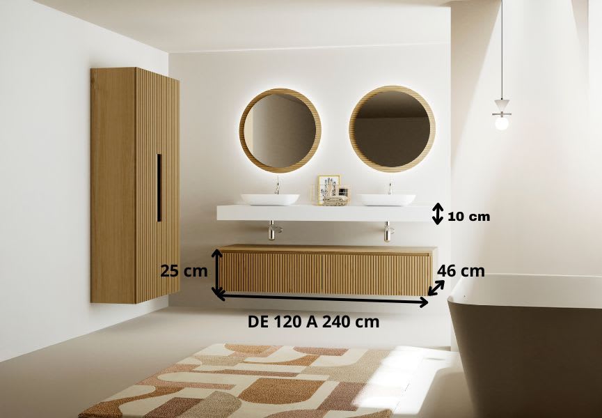 Mueble de baño con encimera solid surface y cajonera Alpes 4 Bruntec croquis 7