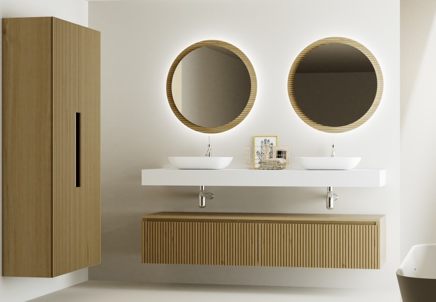 Mueble de baño con encimera solid surface y cajonera Alpes 4 Bruntec principal 0