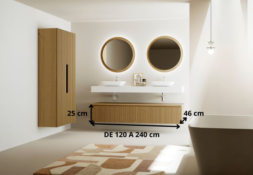 Mueble de baño con encimera solid surface y cajonera Alpes 4 Bruntec croquis 7