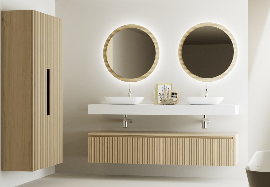 Mueble de baño con encimera solid surface y cajonera Alpes 4 Bruntec principal 1