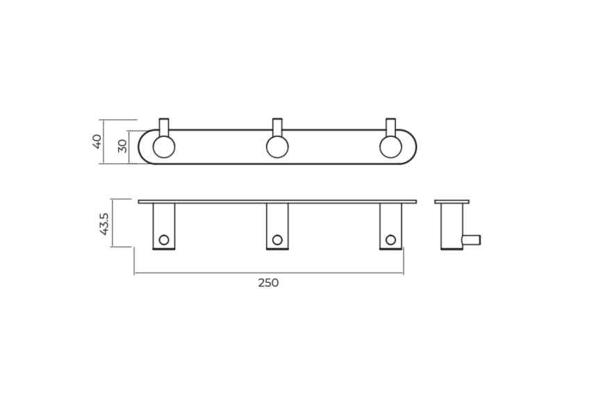 Percha de baño Triple Essential Medimex croquis 6