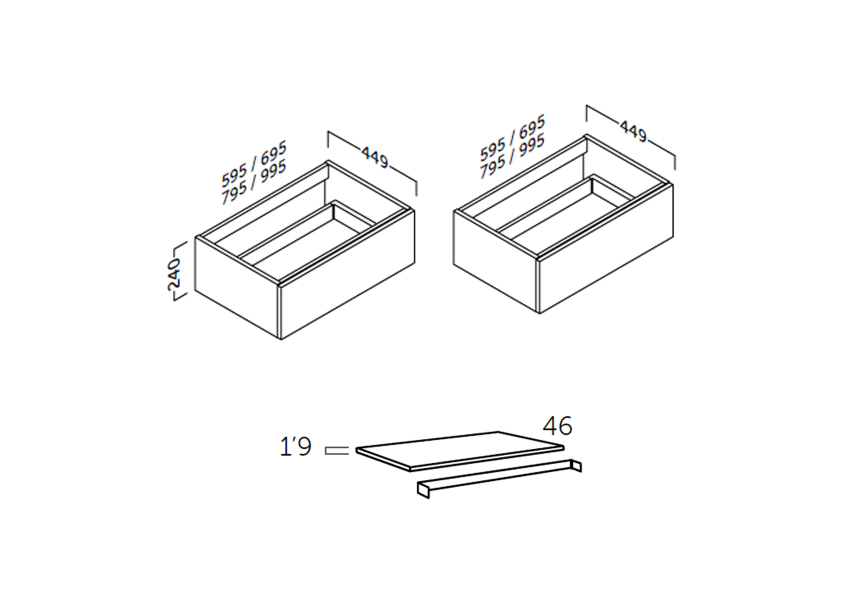 Cajonera de baño Landes Coycama croquis 6