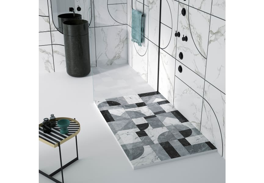 Platos de ducha de resina decorados Design 3D Mosaico Bruntec principal 0