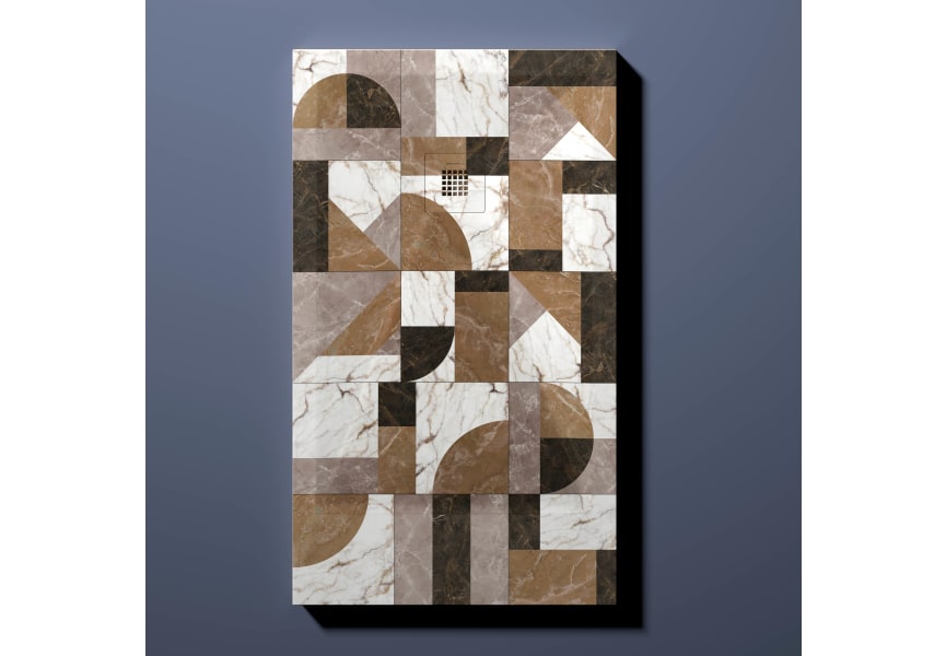 Platos de ducha de resina decorados Design 3D Mosaico Bruntec ambiente 3