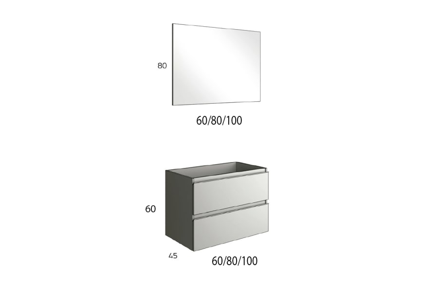 Conjunto mueble de baño Basic Bruntec croquis 5