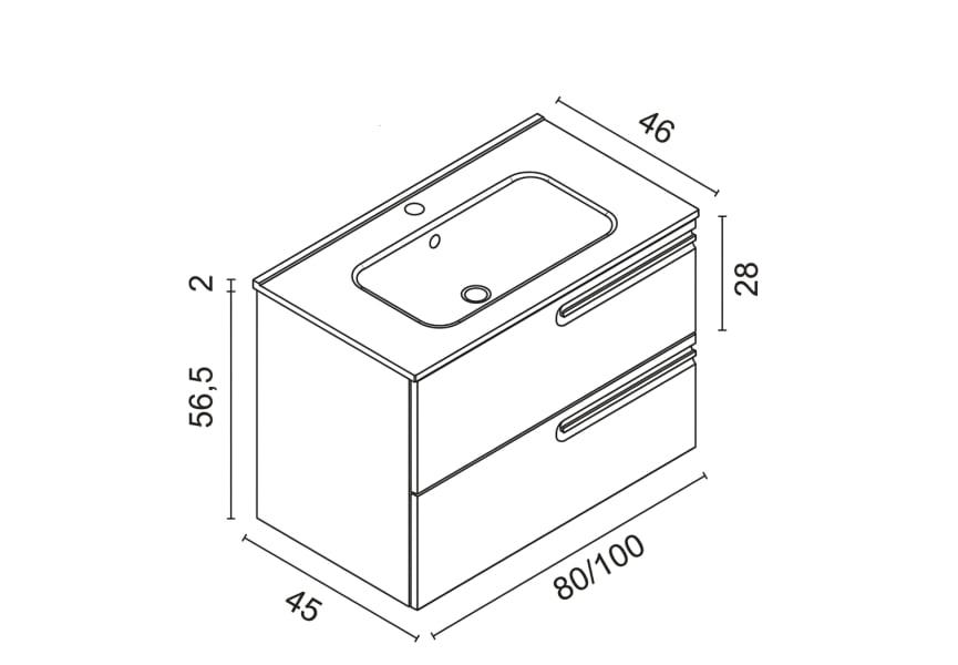 Conjunto mueble de baño Econic Royo croquis 8