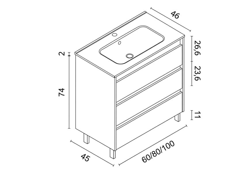 Conjunto mueble de baño Sansa Royo croquis 8