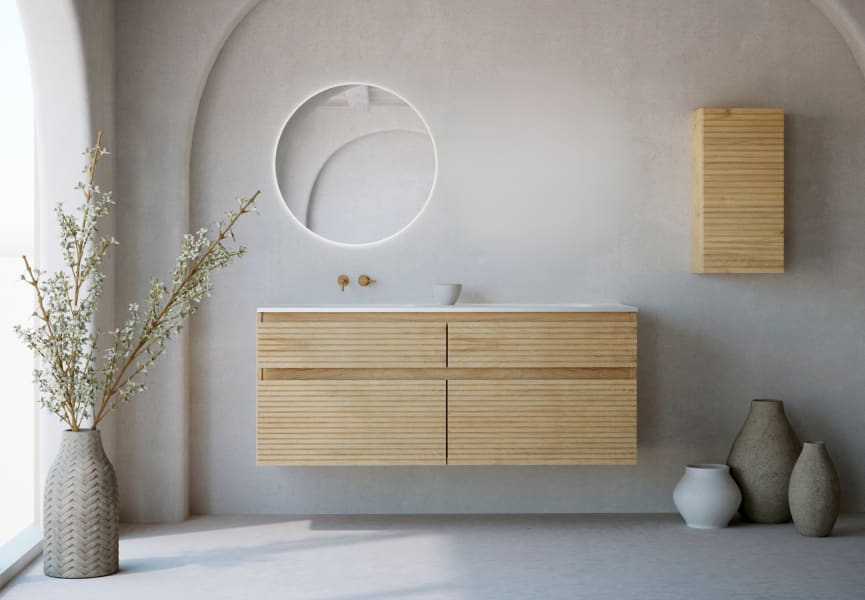 Conjunto de mueble de baño madera maciza palilleria Horizontal Alpes 7 Bruntec principal 1