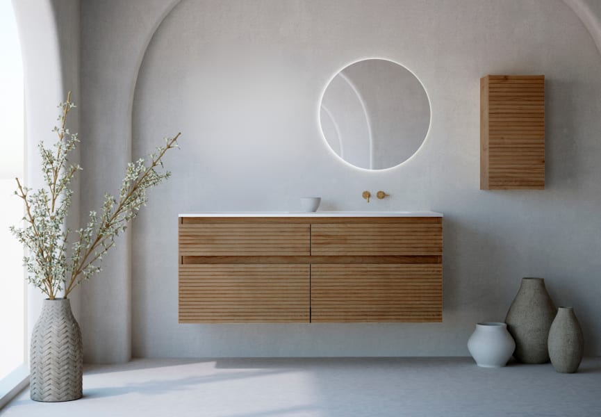 Conjunto de mueble de baño madera maciza palilleria Horizontal Alpes 7 Bruntec principal 0