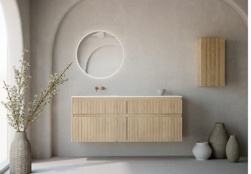 Conjunto de mueble de baño madera maciza palilleria Horizontal Alpes 7 Bruntec detalle 3
