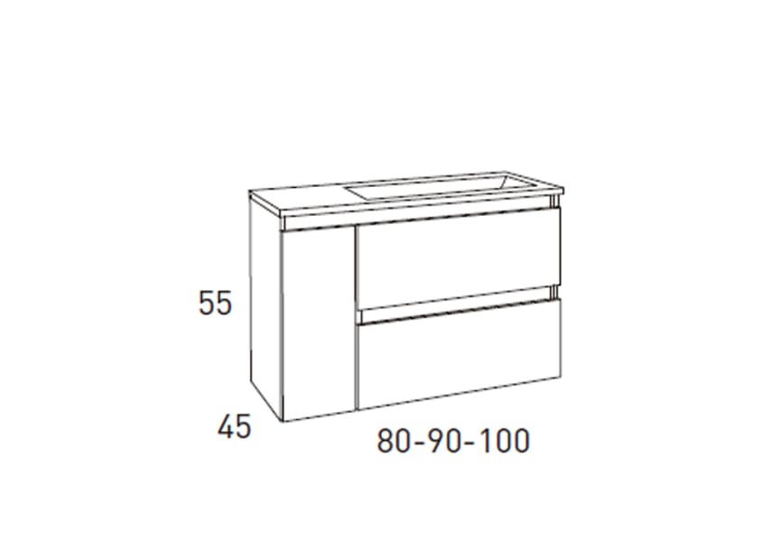 Conjunto mueble de baño Box Viso Bath croquis 9