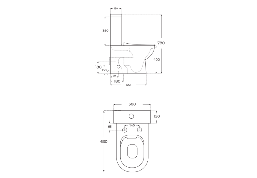 Inodoro compacto Lyon Fossil Natura croquis 3