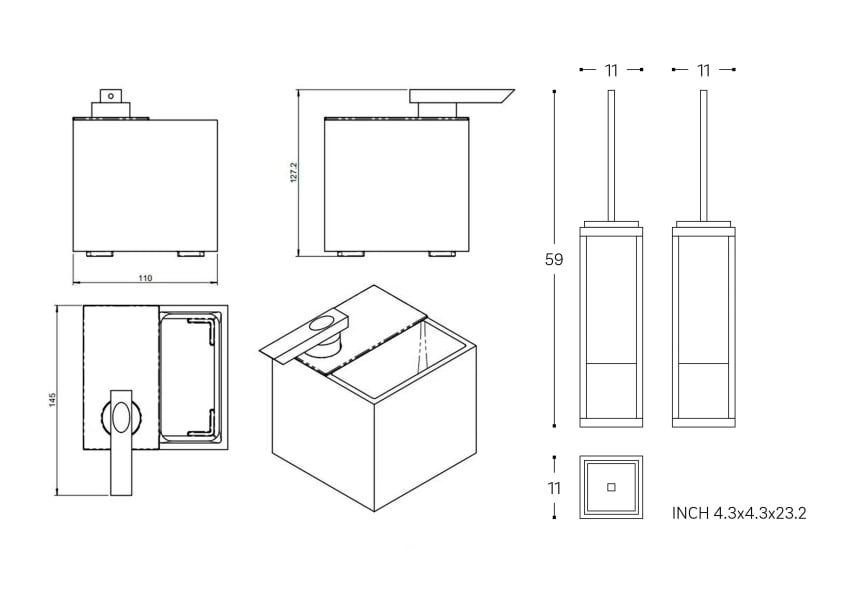 Conjunto de accesorios de baño The Grid Cosmic croquis 3