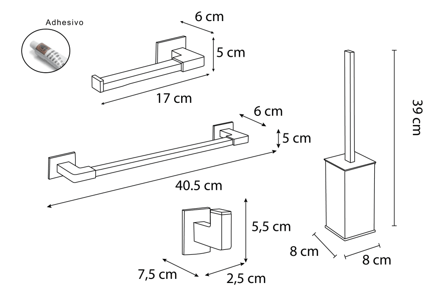 Conjunto de accesorios de baño Aries/Leo Mediterránea del baño croquis 7