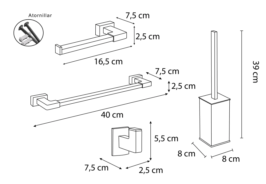 Conjunto de accesorios de baño Aries/Leo Mediterránea del baño croquis 6