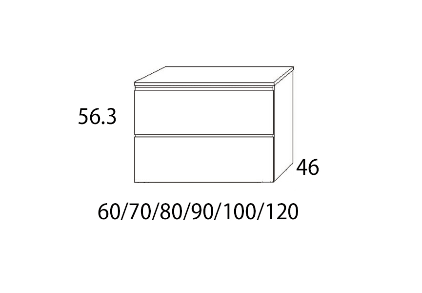 Mueble de baño con encimera de MDF Hidrófuga de madera Granada Visobath croquis 8