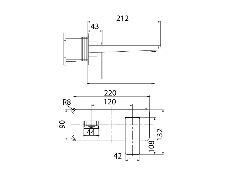 Grifo de lavabo empotrado Pisa de Imex croquis 12