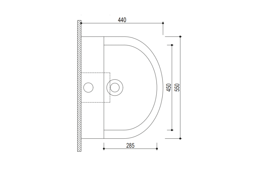 Lavabo con pedestal Strohm Teka Manacor croquis 3