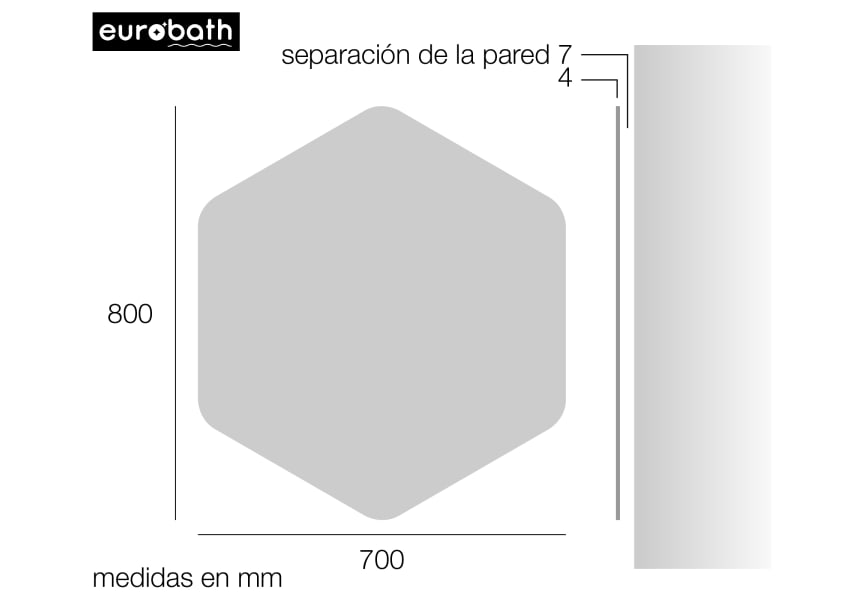 Espejo de baño Devon, Eurobath croquis 2