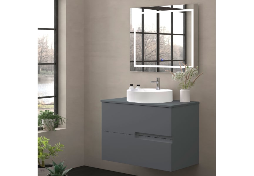 Mueble de baño con encimera piedra compactada mismo color Lia Bruntec colores principal 6