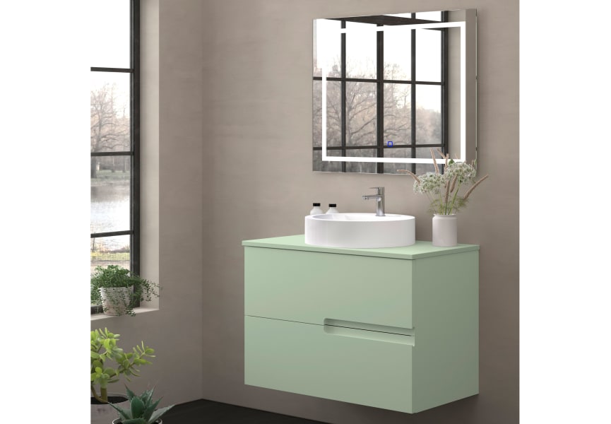 Mueble de baño con encimera piedra compactada mismo color Lia Bruntec colores principal 8